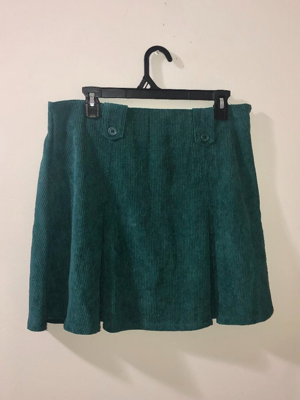 ModCloth Forest Green Corduroy Skirt Size 12 Lined Mini Dark Academia